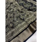 Women's Cotton Silk Printed Saree With Unstitched Blouse 5.5Mtr (Black) - Image 2