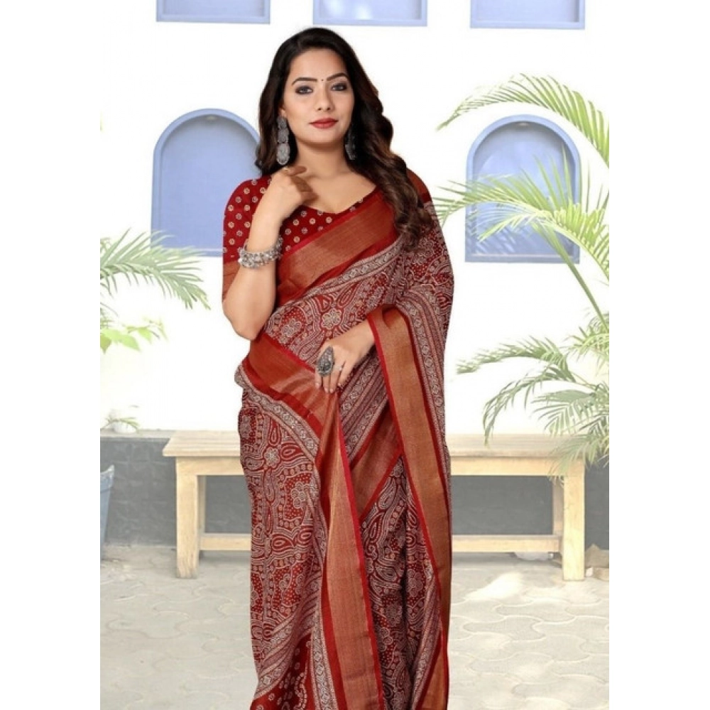 PID-66570-Women-s-Cotton-Silk-Printed-Saree-With-Unstitched-Blouse-5-5-Mtr-Maroon-1-1000x1000-1.webp Women's Cotton Silk Printed Saree With Unstitched Blouse 5.5Mtr (Maroon) - Image 1