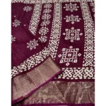 Women's Cotton Silk Printed Saree With Unstitched Blouse 5.5Mtr (Wine) - Image 2