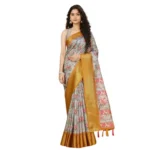 Women's Cotton Silk Floral Printed Saree With Unstitched Blouse 5.5Mtr (Lavender) - Image 6