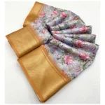 Women's Cotton Silk Floral Printed Saree With Unstitched Blouse 5.5Mtr (Lavender) - Image 2