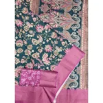 Women's Cotton Silk Floral Printed Saree With Unstitched Blouse 5.5Mtr (Green-Pink) - Image 2