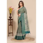 Women's Cotton Silk Printed Saree With Unstitched Blouse 5.5Mtr (Multicolor)