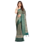 Women's Cotton Silk Printed Saree With Unstitched Blouse 5.5Mtr (Multicolor) - Image 4