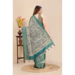 Women's Cotton Silk Printed Saree With Unstitched Blouse 5.5Mtr (Multicolor) - Image 3