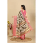 Women's Cotton Silk Floral Printed Saree With Unstitched Blouse 5.5Mtr (Black) - Image 5