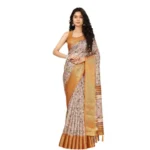 Women's Cotton Silk Floral Printed Saree With Unstitched Blouse 5.5Mtr (Lavender) - Image 5