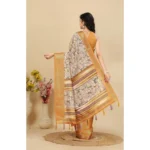 Women's Cotton Silk Floral Printed Saree With Unstitched Blouse 5.5Mtr (Lavender) - Image 4
