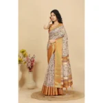 Women's Cotton Silk Floral Printed Saree With Unstitched Blouse 5.5Mtr (Lavender) - Image 3