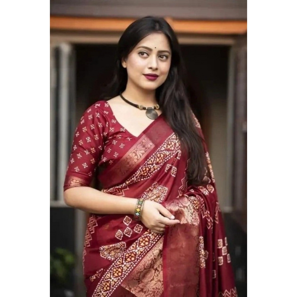 PID-66614-Women-s-Cotton-Silk-Printed-Saree-With-Unstitched-Blouse-5-5-Mtr-Maroon-1-1000x1000-1.webp Women's Cotton Silk Printed Saree With Unstitched Blouse 5.5Mtr (Maroon) - Image 1