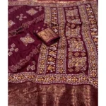Women's Cotton Silk Printed Saree With Unstitched Blouse 5.5Mtr (Wine) - Image 2