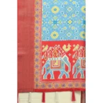 Women's Cotton Silk Printed Saree With Unstitched Blouse 5.5Mtr (Rama) - Image 2