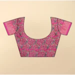Women's Cotton Silk Printed Saree With Unstitched Blouse 5.5Mtr (Blue-Pink) - Image 3