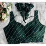 Women's Silk Embellished Sweetheart Neck Sleeveless Readymade Padded Blouse (Green, Size 38) - Image 2