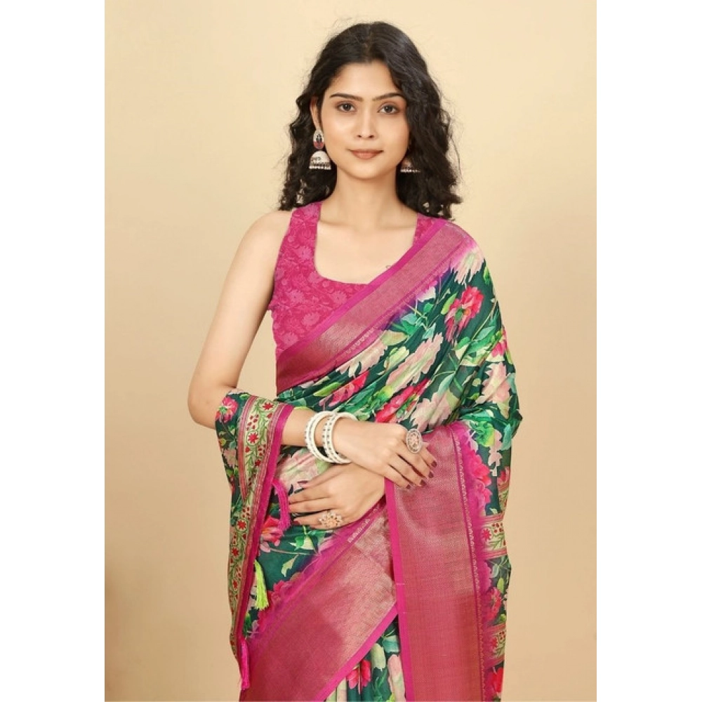 PID-66662-Women-s-Cotton-Silk-Floral-Printed-Saree-With-Unstitched-Blouse-5-5-Mtr-Green-1-1000x1000-1.webp Women's Cotton Silk Floral Printed Saree With Unstitched Blouse 5.5Mtr (Green) - Image 1