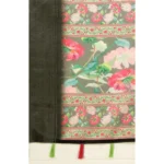 Women's Cotton Silk Floral Printed Saree With Unstitched Blouse 5.5Mtr (Grey) - Image 2