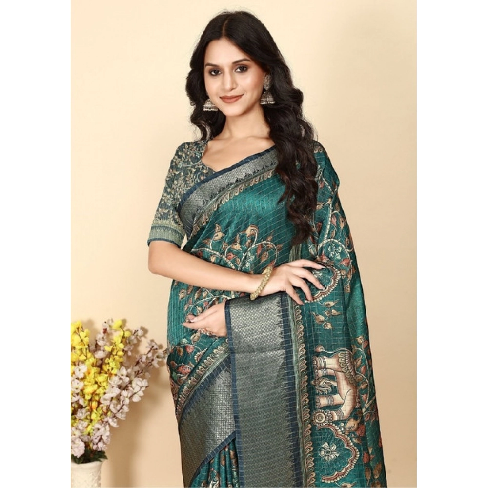 PID-66665-Women-s-Cotton-Silk-Printed-Saree-With-Unstitched-Blouse-5-5-Mtr-Teal-1-1000x1000-1.webp Women's Cotton Silk Printed Saree With Unstitched Blouse 5.5Mtr (Teal) - Image 1