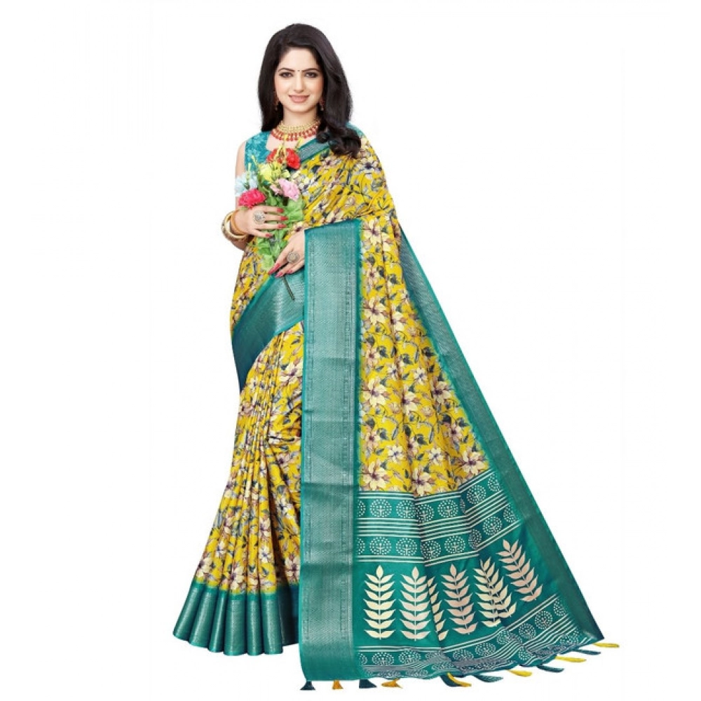 PID-66676-Women-s-Cotton-Silk-Floral-Printed-Saree-With-Unstitched-Blouse-5-5-Mtr-Yellow-1-1000x1000-1.webp Women's Cotton Silk Floral Printed Saree With Unstitched Blouse 5.5Mtr (Yellow) - Image 1
