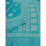 Women's Cotton Silk Printed Saree With Unstitched Blouse 5.5Mtr (Teal) - Image 3