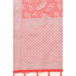 Women's Art Silk Jacquard Printed Saree With Unstitched Blouse 5.5Mtr (Peach) - Image 2