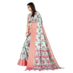 Women's Cotton Silk Floral Printed Saree With Unstitched Blouse 5.5Mtr (Multicolor) - Image 3