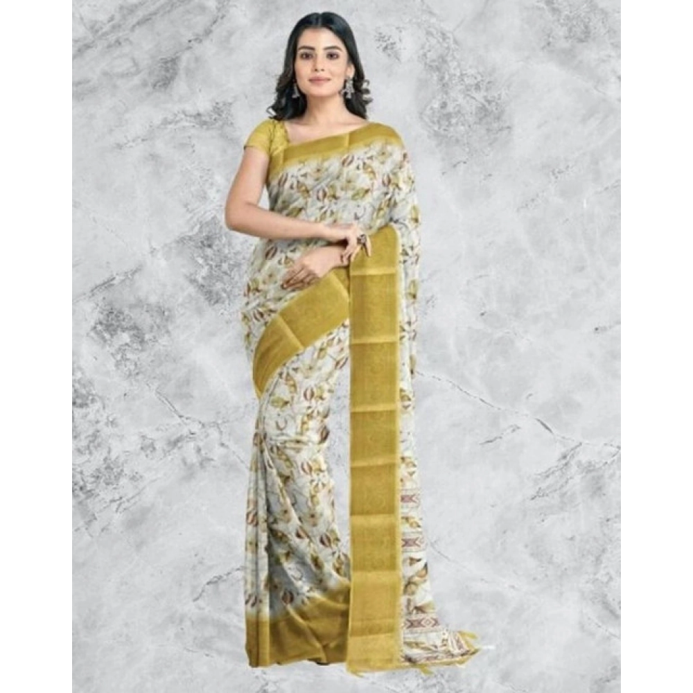 PID-66698-Women-s-Cotton-Blend-Floral-Printed-Saree-With-Unstitched-Blouse-5-5-Mtr-Mustard-1-1000x1000-1.webp Women's Cotton Blend Floral Printed Saree With Unstitched Blouse 5.5Mtr (Mustard) - Image 1