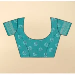 Women's Cotton Blend Floral Printed Saree With Unstitched Blouse 5.5Mtr (Navy Blue) - Image 5