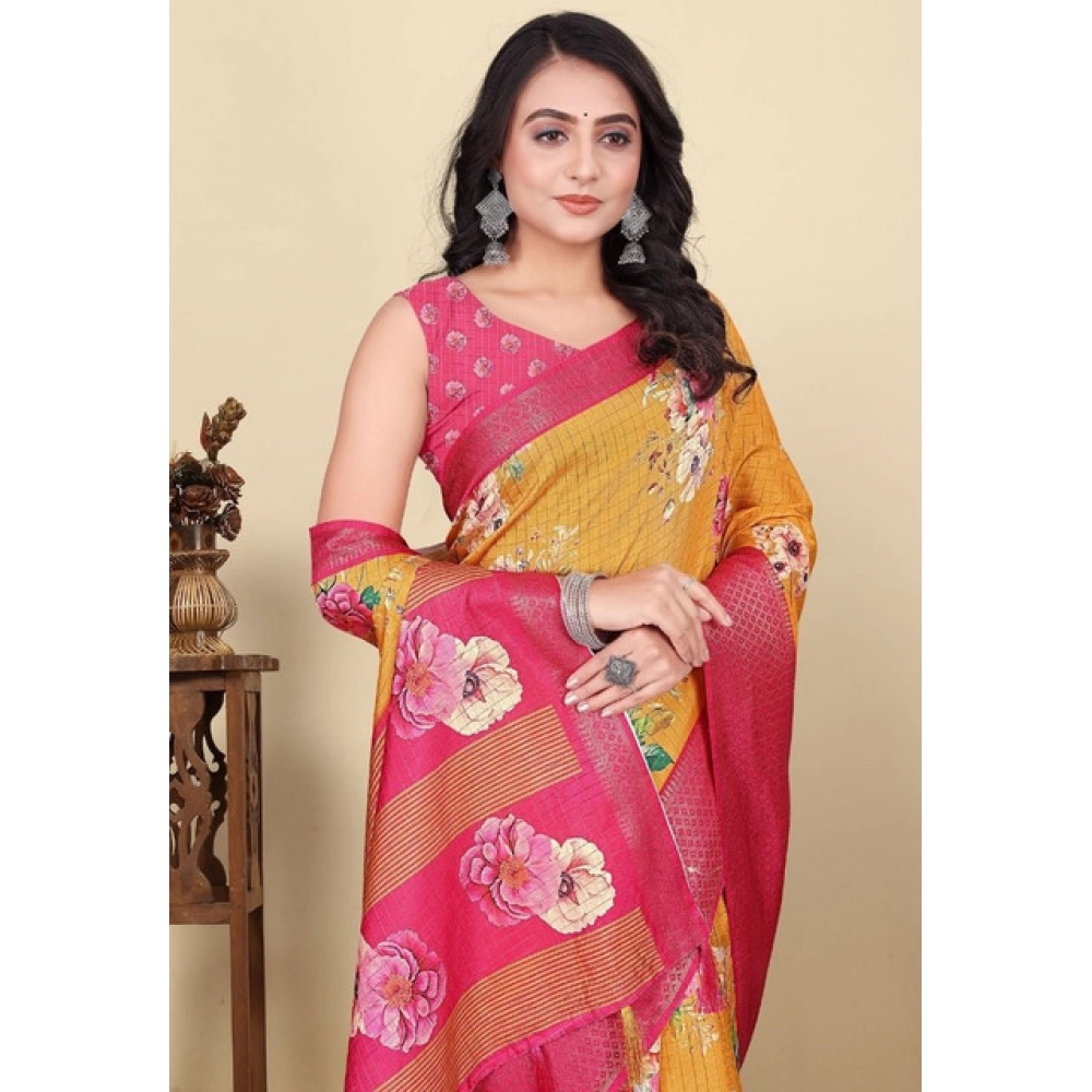 PID-66710-Women-s-Cotton-Blend-Floral-Printed-Saree-With-Unstitched-Blouse-5-5-Mtr-Yellow-1-1000x1000-1.webp Women's Cotton Blend Floral Printed Saree With Unstitched Blouse 5.5Mtr (Yellow) - Image 1