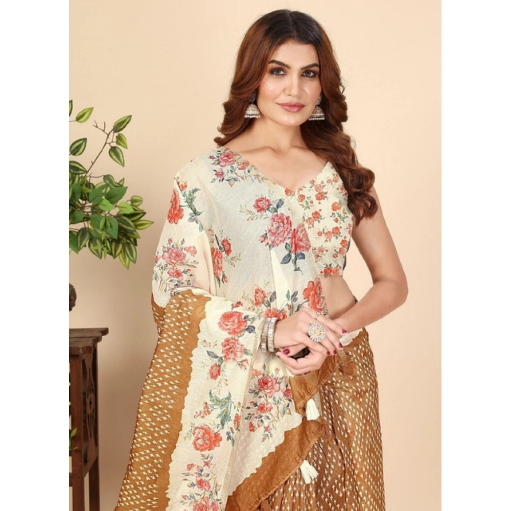 PID-66714-Women-s-Cotton-Silk-Floral-Printed-Saree-With-Unstitched-Blouse-5-5-Mtr-Brown-1-1000x1000-1.webp Women's Cotton Silk Floral Printed Saree With Unstitched Blouse 5.5Mtr (Brown) - Image 1