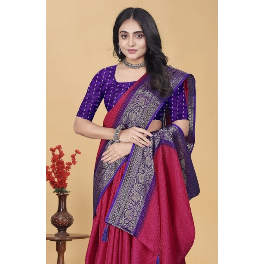 PID-66723-Women-s-Cotton-Blend-Checkered-Saree-With-Unstitched-Blouse-5-5-Mtr-Pink-1-1000x1000-1.webp Women's Cotton Blend Checkered Saree With Unstitched Blouse 5.5Mtr (Pink) - Image 1