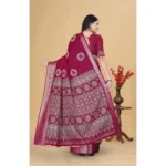 Women's Art Silk Printed Saree With Unstitched Blouse 5.5Mtr (Pink) - Image 5
