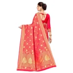 Women's Banarasi silk Saree with Blouse (Red, 5-6mtr) - Image 3