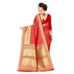 Women's Banarasi silk Saree with Blouse (Red, 5-6mtr) - Image 3
