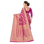 Women's Banarasi silk Saree with Blouse (Wine, 5-6mtr) - Image 3