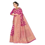 Women's Banarasi silk Saree with Blouse (Wine, 5-6mtr) - Image 2