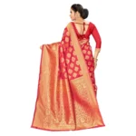 Women's Banarasi silk Saree with Blouse (Red, 5-6mtr) - Image 3