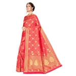 Women's Banarasi silk Saree with Blouse (Red, 5-6mtr) - Image 2