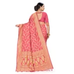 Women's Banarasi Silk Saree (Peach, 5-6mtrs) - Image 3