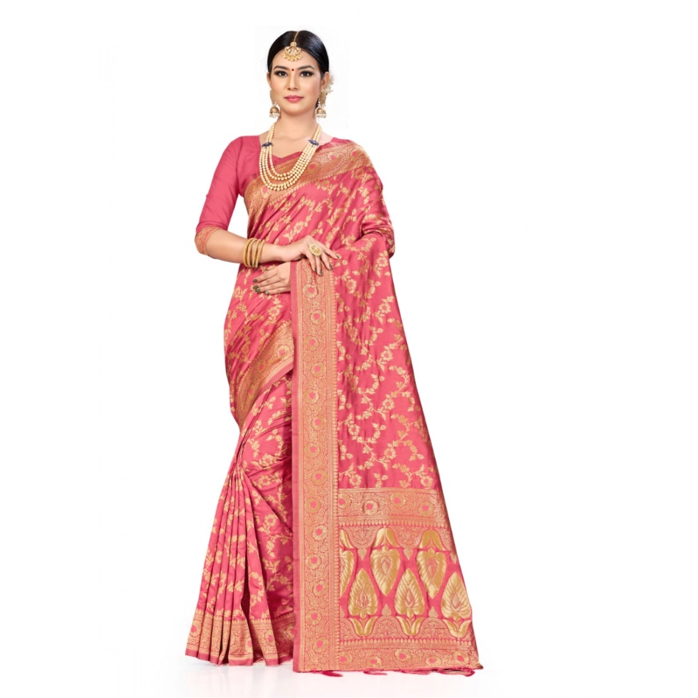 50443398511_ed536288df_o_d-1000x1000-1.webp Women's Banarasi Silk Saree (Peach, 5-6mtrs) - Image 1