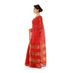 Women's Kota Doria Cotton Saree With Blouse (Red,6-3 Mtrs) - Image 2