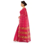 Women's Kota Doria Cotton Saree With Blouse (Rani,6-3 Mtrs) - Image 3