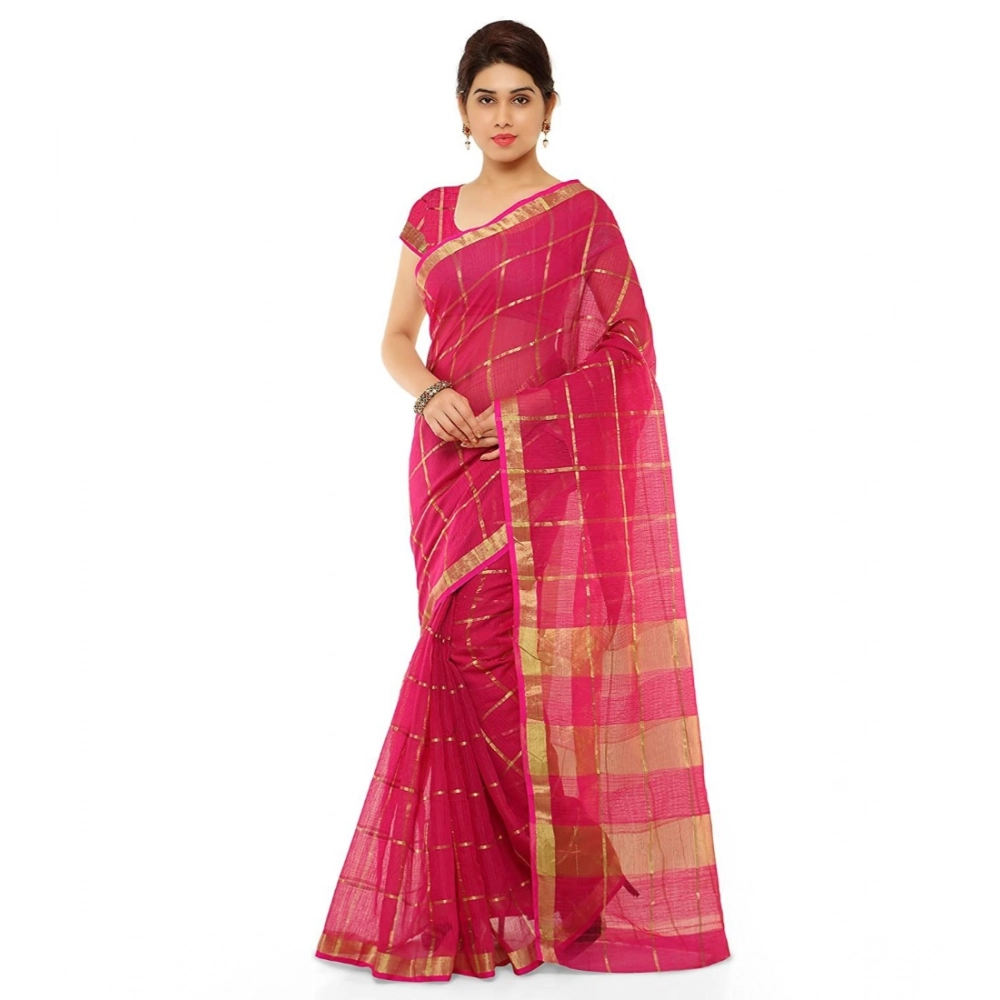 50802864666_c214911918_o_d-1000x1000-1.webp Women's Kota Doria Cotton Saree With Blouse (Rani,6-3 Mtrs) - Image 1