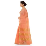 Women's Kota Doria Cotton Saree With Blouse (Peach,6-3 Mtrs) - Image 3