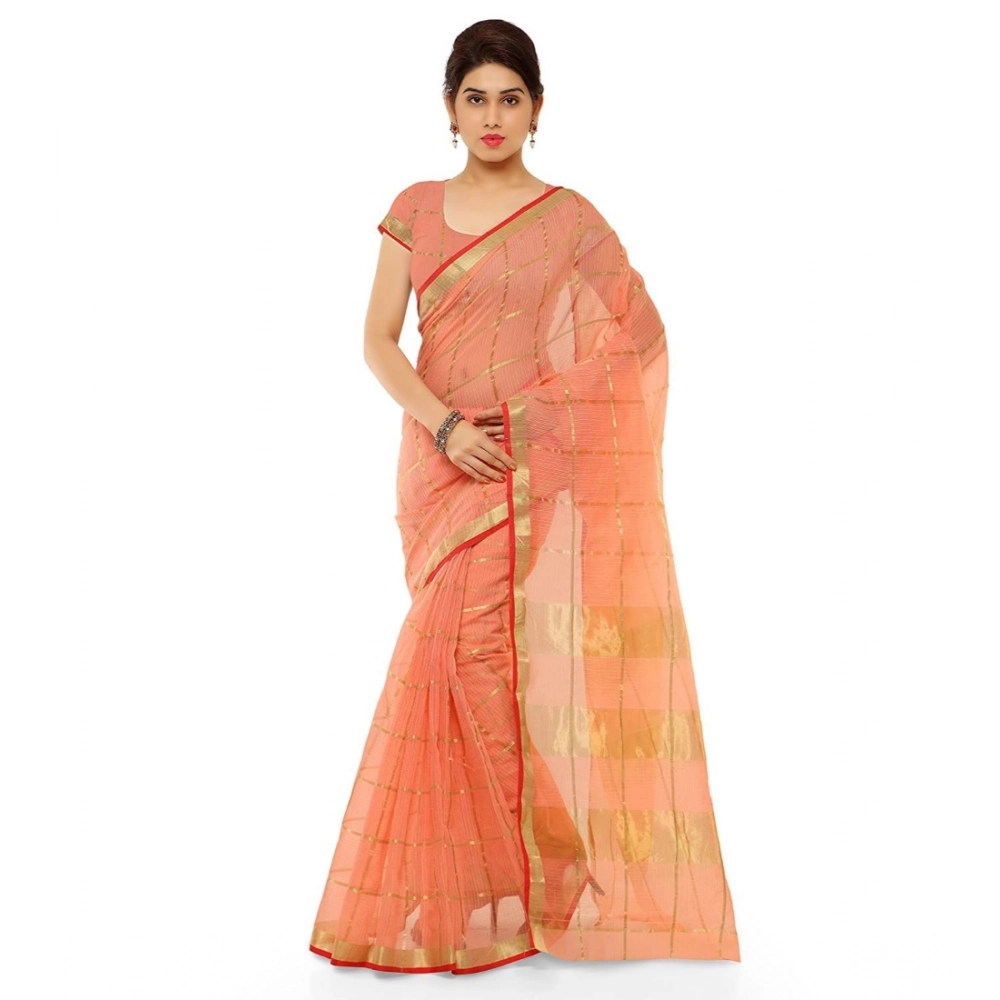 50802980727_fde6b72e66_o_d-1000x1000-1.webp Women's Kota Doria Cotton Saree With Blouse (Peach,6-3 Mtrs) - Image 1