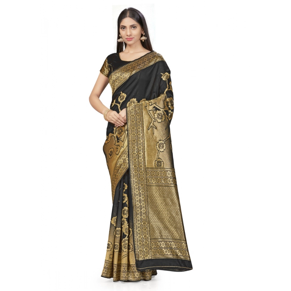 50967985673_4230e8aa75_o_d-1000x1000-1.webp Women's Banarasi Silk Saree (Black,5-6 Mtrs) - Image 1