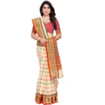 Women's Kota Doria Cotton Woven Butta Saree With Blouse (Cream, 5-6 Mtrs) - Image 2