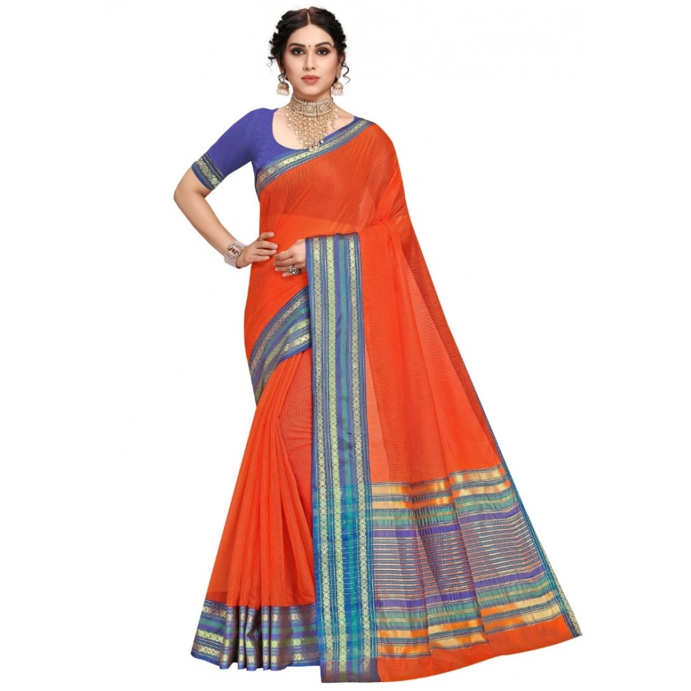 51369415918_57f304f9c3_o_d-1000x1000-1.webp Women's Kota Doria Cotton Bordered Saree With Blouse (Fanta, 5-6 Mtrs) - Image 1
