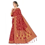 Women's Banarasi Silk Saree With Blouse (Maroon, 5-6Mtrs) - Image 2