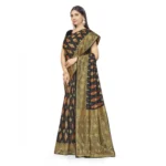 Women's Banarasi Silk Saree With Blouse (Black, 5-6Mtrs) - Image 4
