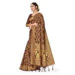 Women's Banarasi Silk Saree With Blouse (Coffee, 5-6Mtrs) - Image 2